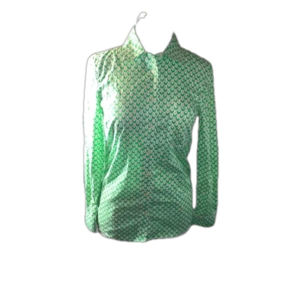 Gap Womens Mis-Sized Button Down Boyfriend Cotton Fitted Paisley Blouse Size 14
